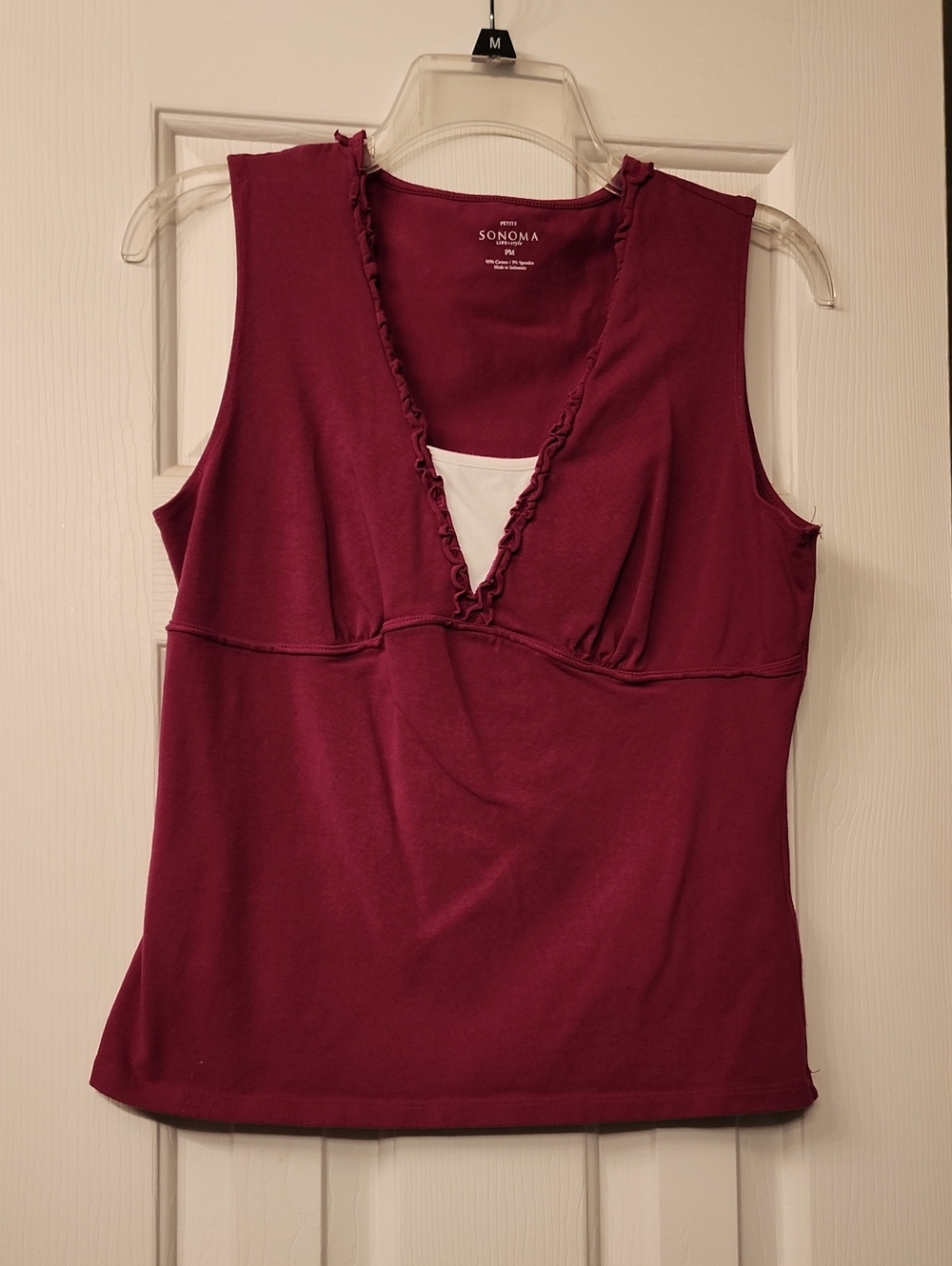 Sonoma Deep Wine Ruffle V-Neck Tank Top